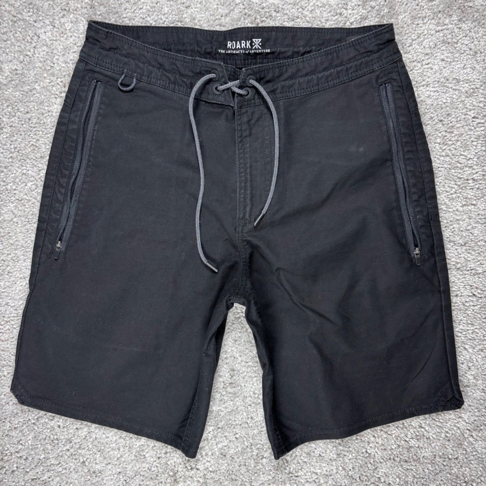 Roark Black Adventure Shorts Mens 28 Drawstring Zip Pockets Outdoor Gorpcore‎